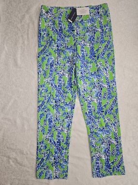 NWT BARBARA ERICKSON Women XL 12 Multi Giraffe Print Pull On Stretch Ankle Pants